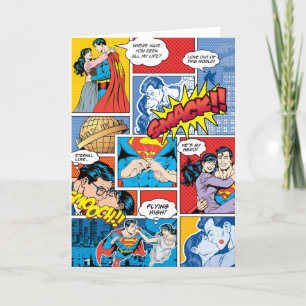Superman Valentine's Day   Comic Book Collage Holiday Card