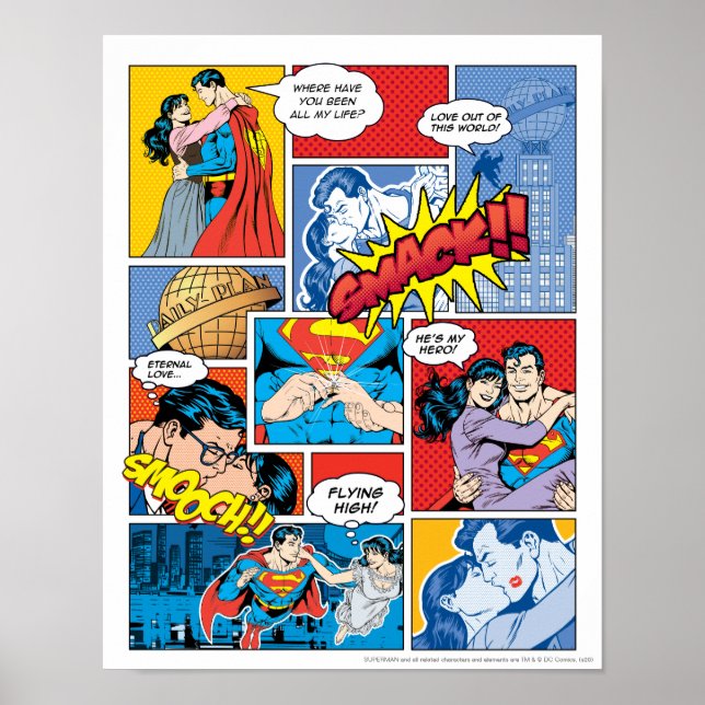 Superman Valentine's Day | Comic Book Collage Poster (Front)