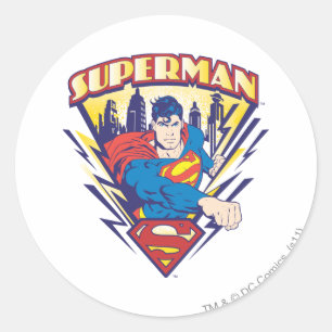 Superman with Electricity Classic Round Sticker