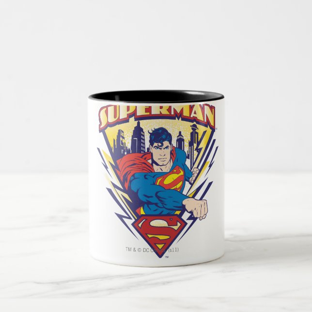 Superman with Electricity Two-Tone Coffee Mug (Center)