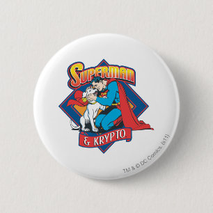 Superman with Krypto 2 Inch Round Button