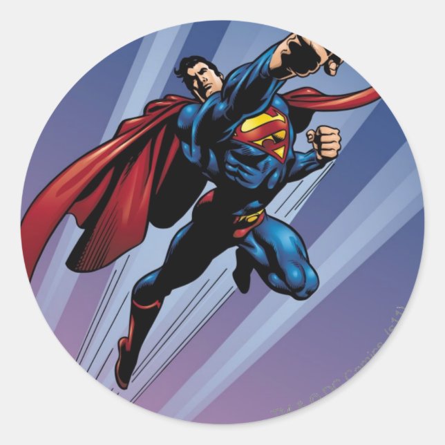 Superman with light streaks classic round sticker (Front)