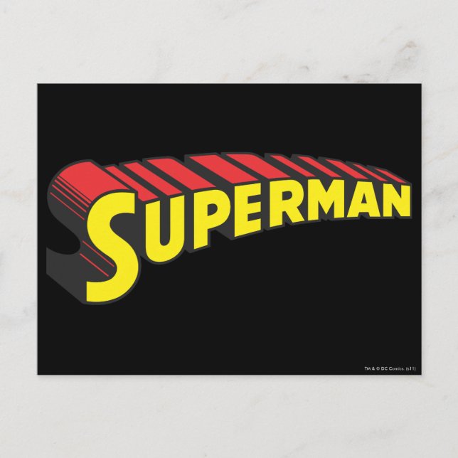 Superman | Yellow Red Letters Logo Postcard (Front)