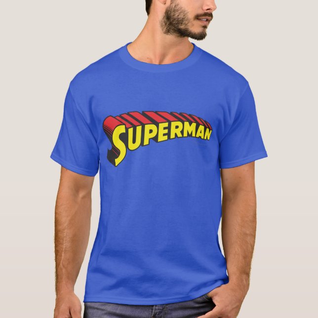 Superman | Yellow Red Letters Logo T-Shirt (Front)