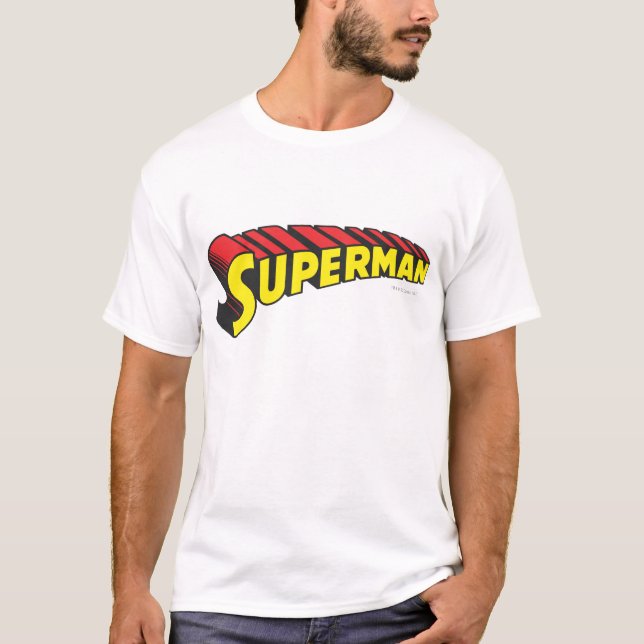 Superman | Yellow Red Letters Logo T-Shirt (Front)
