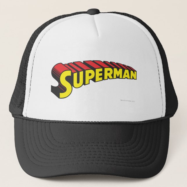 Superman | Yellow Red Letters Logo Trucker Hat (Front)
