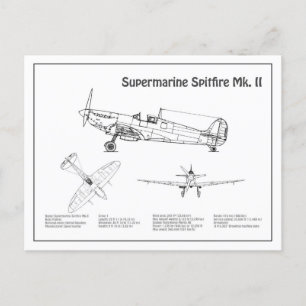 Supermarine Spitfire - Airplane Blueprint BD Postcard