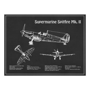 Supermarine Spitfire - Airplane Blueprint PD Photo Print