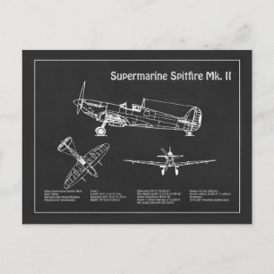 Supermarine Spitfire - Airplane Blueprint PD Postcard