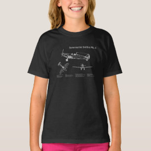 Supermarine Spitfire - Airplane Blueprint PD T-Shirt