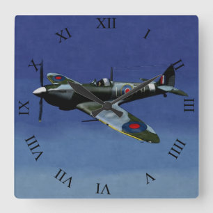Supermarine Spitfire IX Wall Clock. Square Wall Clock