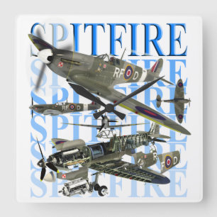 Supermarine Spitfire Square Wall Clock