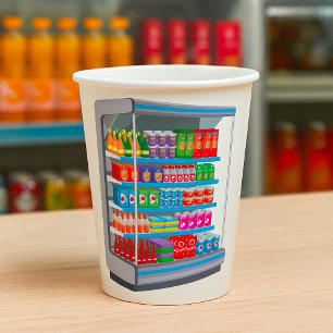 Supermarket Dairy Fridge Paper Cups