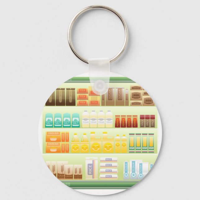 supermarket shelf coffee tea grains keychain (Front)