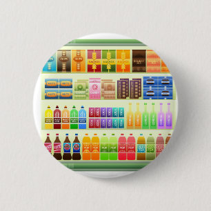 supermarket shelf products snacks 2 inch round button