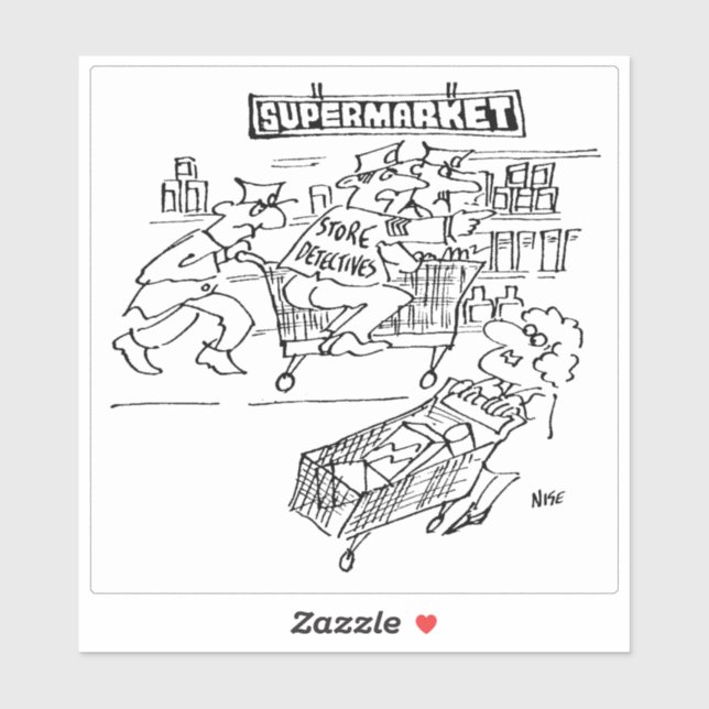 Supermarket Store Detectives Cartoon. Funny (Sheet)