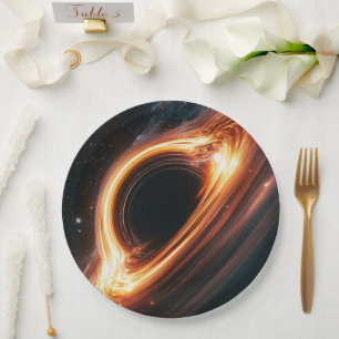 Supermassive Black Hole Accretion Disc Space Art Paper Plate