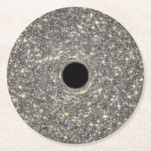 Supermassive Black Hole In The Middle Of A Galaxy. Round Paper Coaster