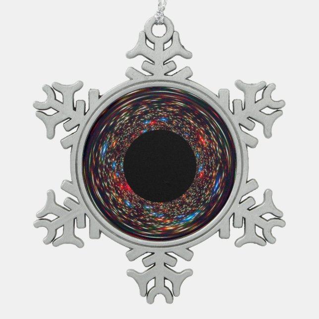 Supermassive Black Hole Snowflake Pewter Christmas Ornament (Front)