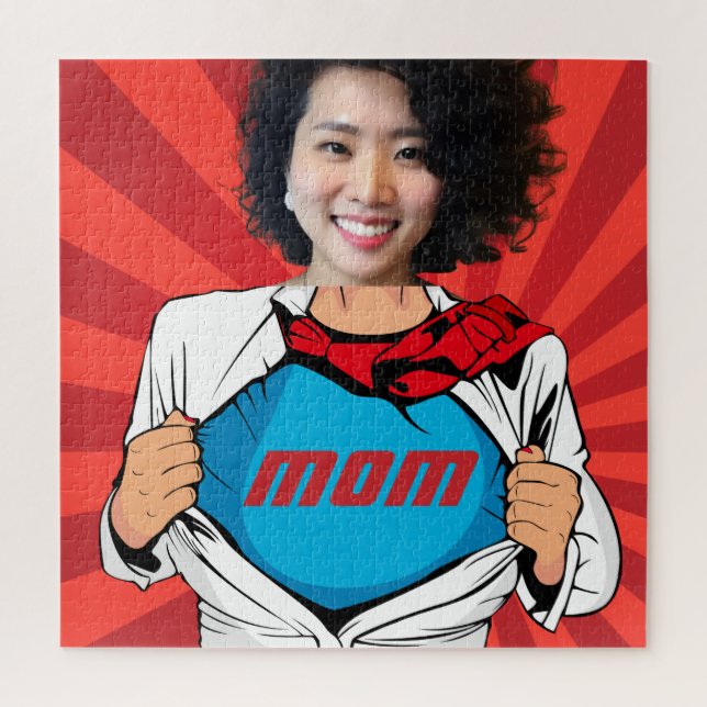 Supermom- Name and Photo Customizable Jigsaw Puzzle (Vertical)