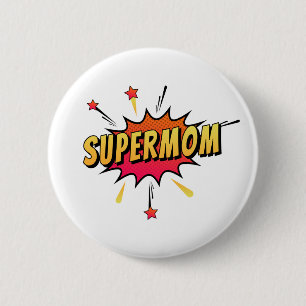 Supermom Retro Comic Pop Art Pin Button