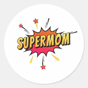 Supermom Retro Comic Pop Art   Sticker