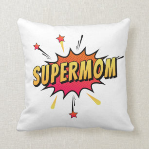 Supermom Retro Comic Pop Art Throw Pillow