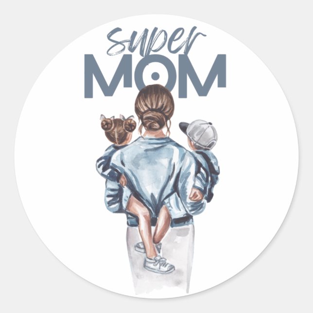 Supermom round sticker (Front)