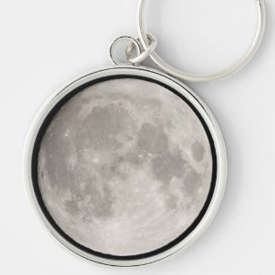 Supermoon in black sky keychain