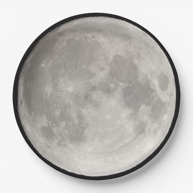 Supermoon in black sky paper plate (Front)