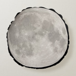 Supermoon in black sky round pillow