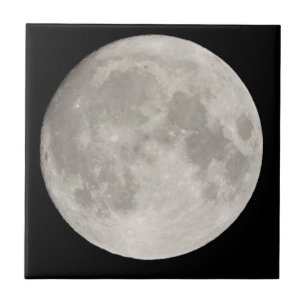 Supermoon in black sky tile