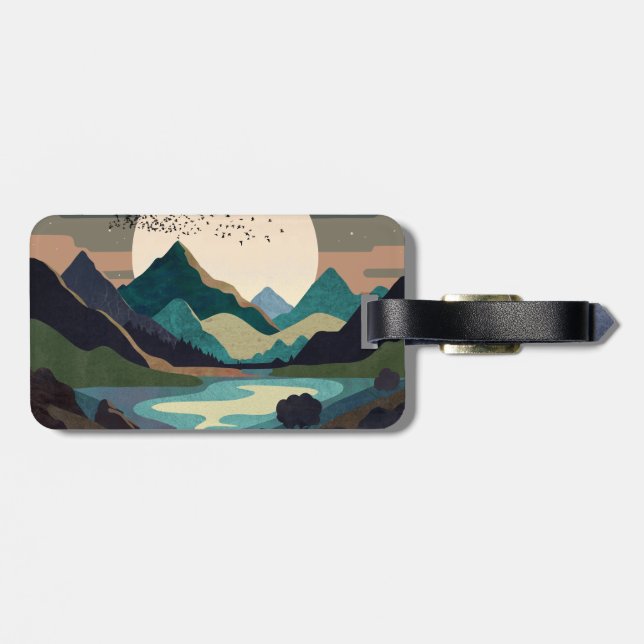 Supermoon On The Lake Luggage Tag (Back Horizontal)