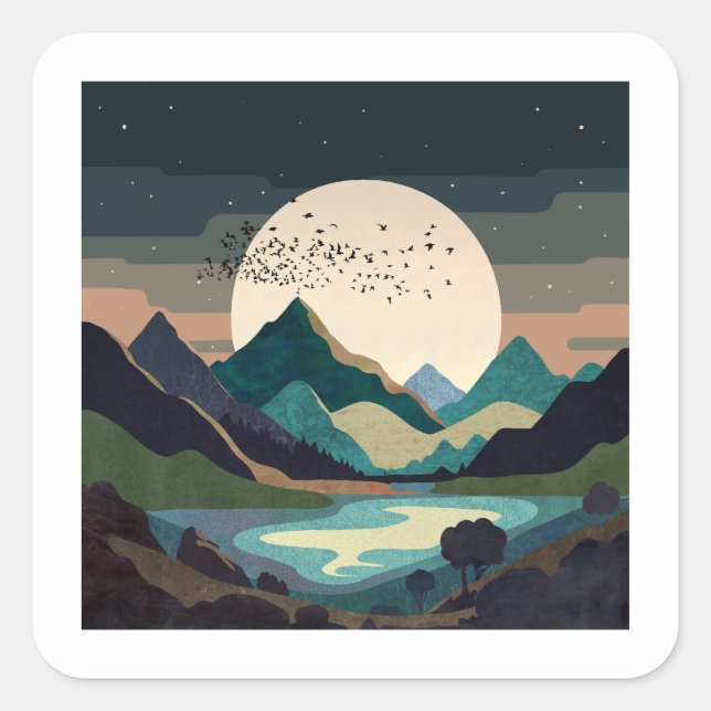 Supermoon On The Lake Square Sticker (Front)