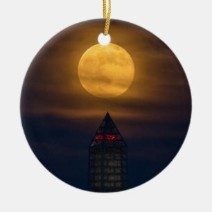 Supermoon Over Washington Monument Ceramic Ornament