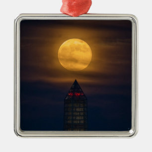 Supermoon Over Washington Monument Metal Ornament