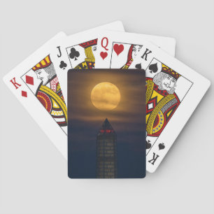 Supermoon Over Washington Monument Playing Cards