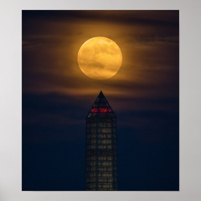 Supermoon Over Washington Monument Poster (Front)
