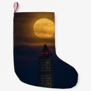 Supermoon Over Washington Monument Small Christmas Stocking