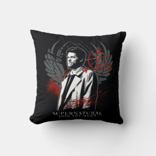 Supernatural Castiel Graffiti Graphic Throw Pillow