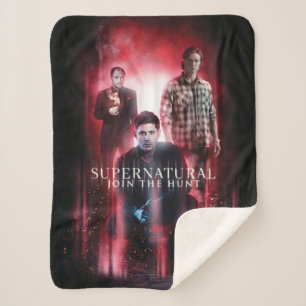 Supernatural Crowley, Dean, and Sam Sherpa Blanket