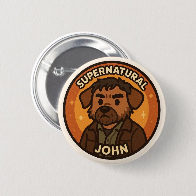 Supernatural Dog - John 2 Inch Round Button (Front & Back)