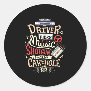 Supernatural Driver Picks The Music Classic Round Sticker