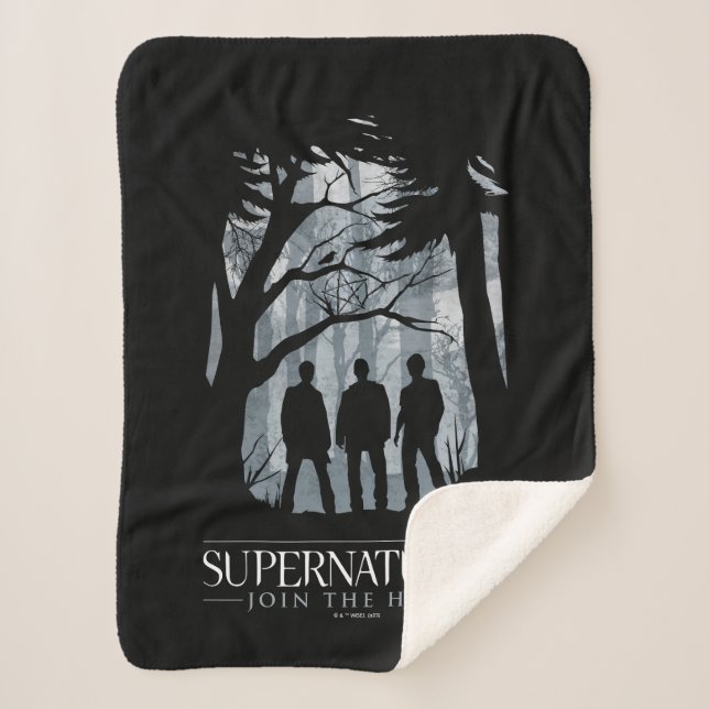 Supernatural Forest Silhouette Graphic Sherpa Blanket (Front)