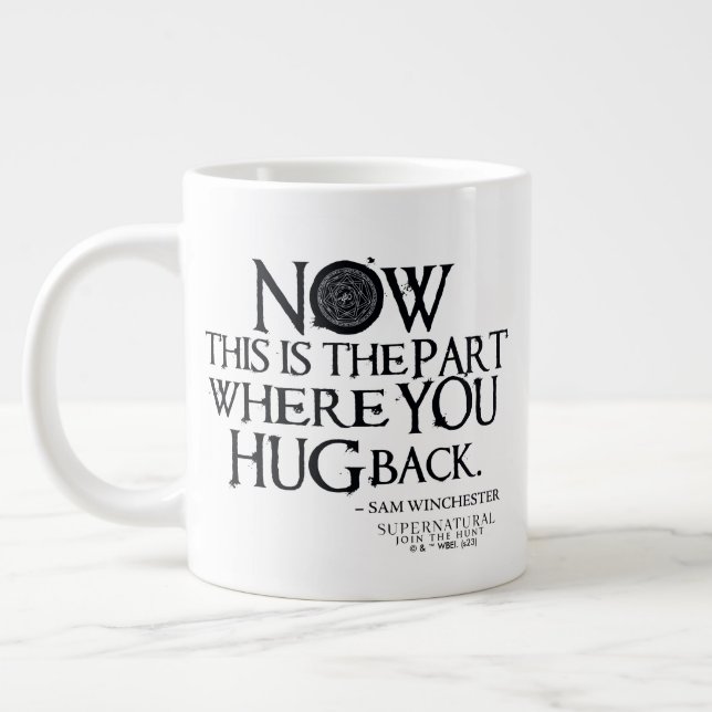 Supernatural "Hug Back" Quote Large Coffee Mug (Left)
