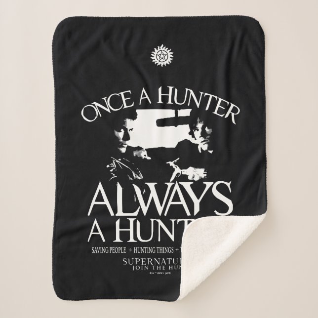 Supernatural "Once a Hunter, Always a Hunter" Sherpa Blanket (Front)
