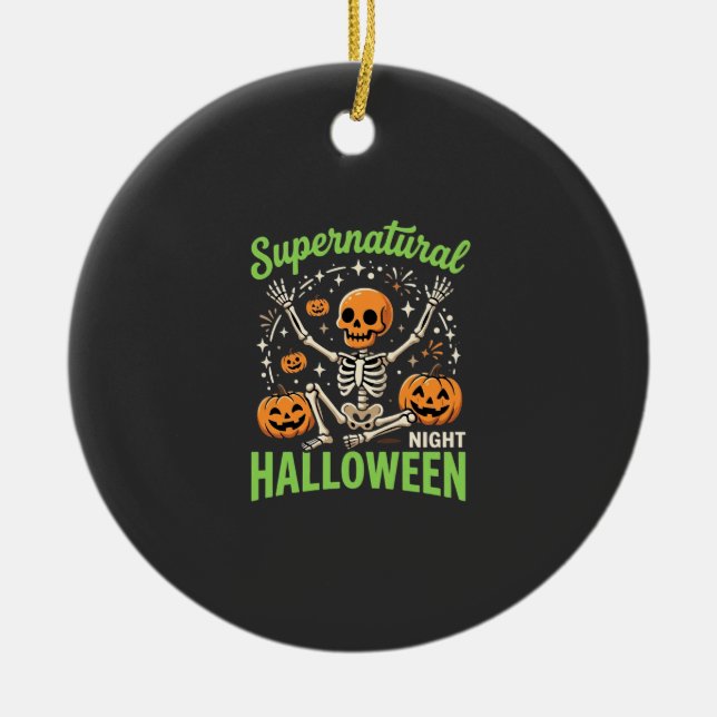 Supernatural Skeleton Halloween Vector Design_1 Ceramic Ornament (Front)
