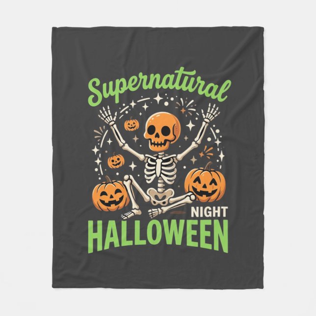 Supernatural Skeleton Halloween Vector Design_1 Fleece Blanket (Front)