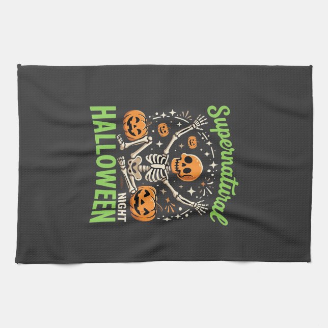 Supernatural Skeleton Halloween Vector Design_1 Kitchen Towel (Horizontal)