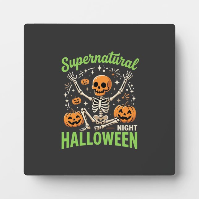 Supernatural Skeleton Halloween Vector Design_1 Plaque (Front)